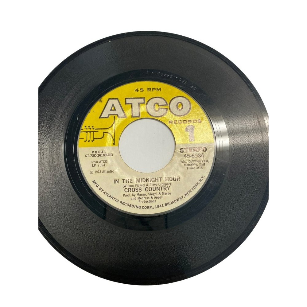 Vintage 7” vinyl record 45 RPM Cross Country a smile song in the midnight hour